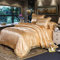 Beyeutao Spitze Jacquard Bettwäsche 200x200 cm Satin Seiden Bettbezug Set 3teilig Gewebe Bettbezug Set Gold Bettwäsche mit Kissenbezüge 80x80 cm.