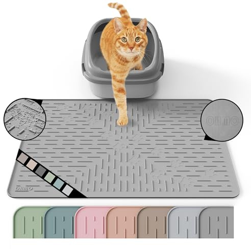 OHMO Katzenklo Matte Katzenstreu Matte Wasserdicht Silikon 60x40cm Grau