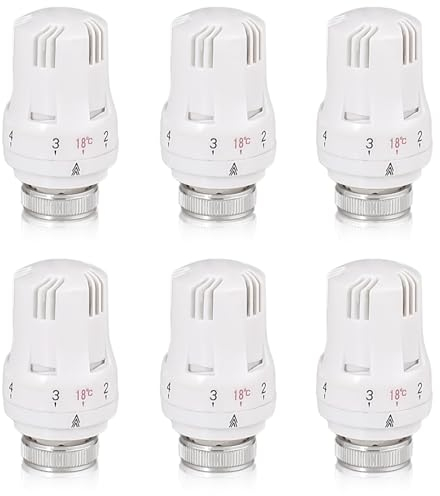 Cabeza Termostática Radiador, 6 Piezas Termostato Válvula para Radiadores, Válvula Termostática Radiador, M30 X 1,5 Cabezal Termostático de Radiador, Cabeza Válvula de Termostato para Casa y Oficina