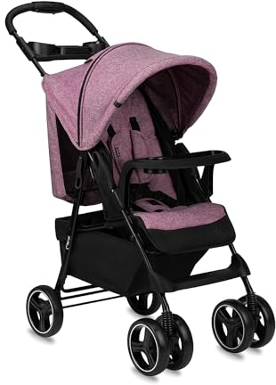 MoMi ISLA Kinderbuggy, Kinderwagen ab dem 6. Lebensmonat, bis 15 kg Körpergewicht, 5-Punkt-Sicherheitsgurt, Einkaufskorb, Fußsack, Getränkehalter, Snack-Tablett und Wickeltasche