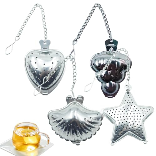 4 Colino Da Tè Per Tè Sciolto,Filtro Da Tè In Acciaio Inossidabile 304,Filtri Te Infusione Con Catena per teiera,tazza da tè,Ottimo Regalo Per Gli Amanti Del Tè