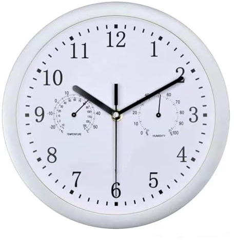 10 Zoll Gartenuhr Wetterfest Outdoor | Außenuhren Wetterfest Mit Thermometer Und Hygrometer | Badezimmer Uhren Funk Wasserdicht, Geräuschlos Dekorativ Für Terrasse, Balkon, Garten, Esszimme