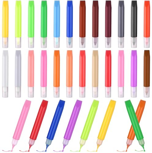 HAOWANWW Lot de 24 stylos de peinture attrape-soleil de qualité supérieure - Pointe extra fine - 10 ml - Marqueurs de peinture acrylique pour vitrail - Peinture attrape-soleil