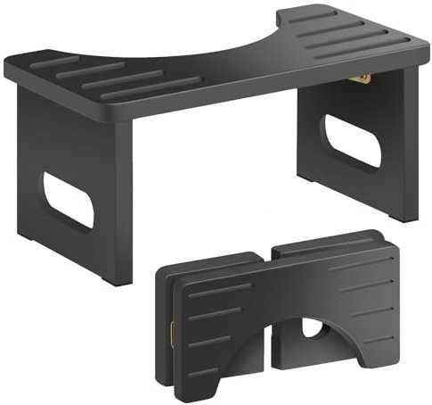 Toilettenhocker Holz, Klappbarer WC Hocker für Erwachsene, Toilettenhocker Erwachsene,Tritthocker Klohocker(Schwarz)