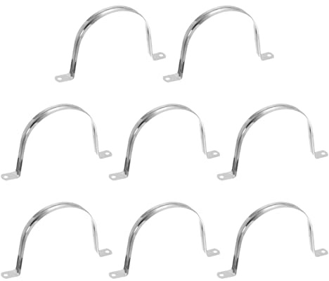 QUARKZMAN 8 colliers de 110 mm (4-21/64), Colliers en acier inoxydable 304 gainés isolants avec coussinet, collier en U à 2 trous pour lignes, tuyaux, câbles et conduites, couleur argentée