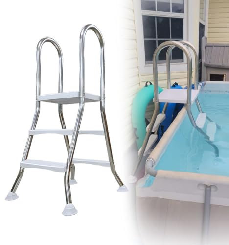 BOTOWI 85cm robusta scala per piscina in acciaio inossidabile fuori terra a doppio lato 2gradini fuori terra gradini per piscina fuori terra scala antiscivolo impieghi gravosi,33 inch