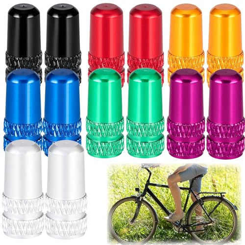 14 PCS Presta Valve Caps, Bike Valve Caps, Aluminium Bike Tyre Valve Caps In 7 Colours, Presta Valve Stem Covers Dustproof Lightweight For MTB Road Racing Hybrid Bicycle Riders