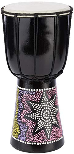 A-Star Tambor Africano Djembe Pintado Colorido de 6 Pulgadas - Auténtico Hecho a Mano, Cuerda Afinada, Cabeza de Piel Natural - 30 cm de Altura, 15 cm de Diámetro