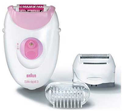 Braun Silk-épil 3 3270 - Depiladora para mujer con cable, cabezal de afeitado, peine recortador y estuche de viaje, edición regalo, color blanco/rosa