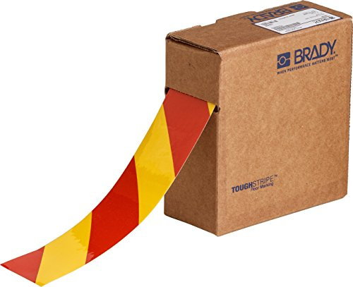 Toughstripe Striped Ribbon, 50.80mm x 30.48m, Red/Yellow