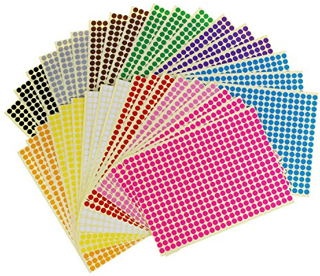 6mm klebrige Farbkennzeichnungsetiketten entfernbare kleine Kreis-Punkt-Aufkleber, 12 Farben, Gesamt 14688 Punkte 36 Blätter