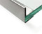 Edelstahl Glasdach-Regenrinne 11mm für ESG-Glas 10mm oder VSG Glas 10,76mm, 1.4301 aussen Schliff K320 Länge 1500 mm mit Abschlusswinkel