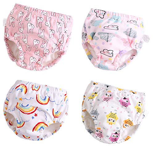 U0U Toddler Potty Training Pants 4 Pack,Cotton Training Underwear Size 2T,3T,4T,Waterproof Underwear for Kids Pink 4T