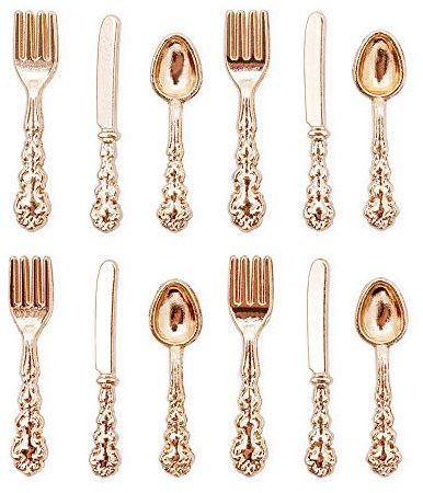 Odoria 1/12 Miniature Silverware Set Dollhouse Decoration Accessories, Copper