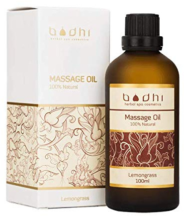 Bodhi® Massageöl Zitronengras 100 ml - zur Muskelentspannung mit Kokos- und Reisöl Vegan & 100% natürlich