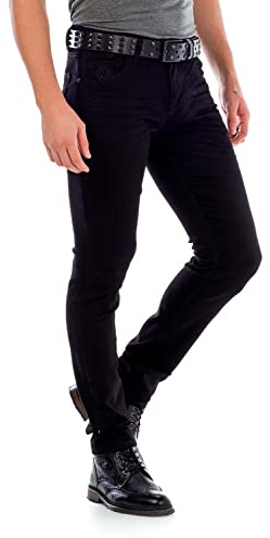 Cipo & Baxx Pantalones vaqueros cortos para hombre, estilo vaquero, tiempo libre, cargo premium, tachuelas, bermudas Capri, Modela, 34W / 32L