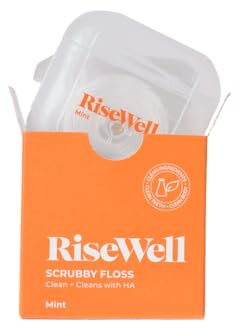 RiseWell Scrubby Floss – Natürliche PFAS-freie Zahnseide mit Hydroxylapa – Zahnarzt formuliert zur Plaque-Entfernung & Zahnschmelzverstärkung – Vegan, ungiftig, minzgewachst, 27,7 m