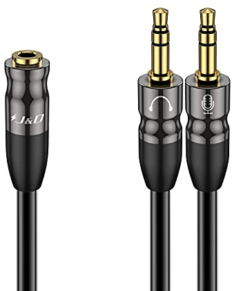 J&D Cable divisor de auriculares de 3,5 mm hembra a doble macho de 3,5 mm para PC, portátil, smartphone