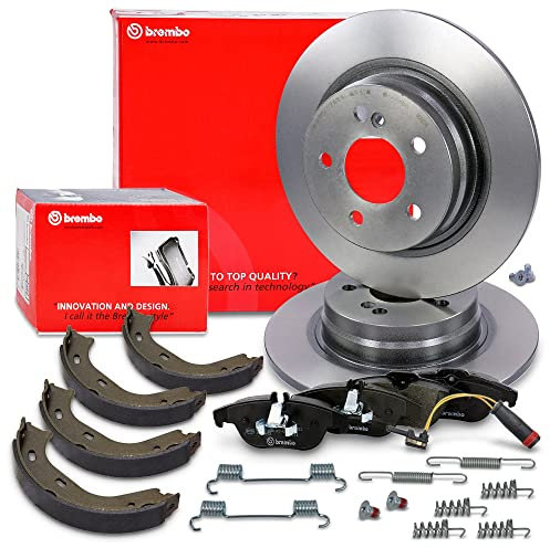 BREMBO Coated Disc Line set freni asse posteriore incl. dischi freno posteriori Ø 300 mm completi e pastiglie freno posteriori + contatto di usura