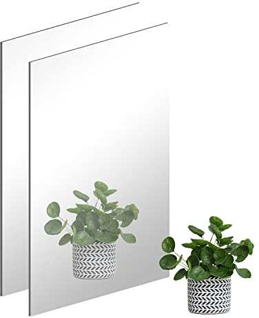 DRERIO 2 Pcs Miroirs Autocollant en Acrylique 40x30cm HD sans Verre - Grand Rectangulaire en Plastique Incassable sans Cadre - Adhésif Mural pour la Maison, Décoration