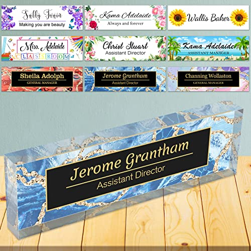Plaques nominatives pour le bureau Plaque nominative personnalisée pour le bureau Plaque nominative en verre acrylique transparent pour le bureau Décoration de bureau pour femmes hommes, 8 x2.5