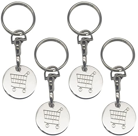 Alicer 4pcs Portachiavi per Carrello della Spesa, Porta Chiavi del gettone del Carrello, Chiave per Carrello della Spesa, Gettone Carrello Spesa, Regalo di Compleanno e Ringraziamento