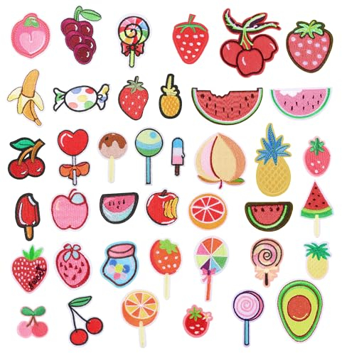 40 Stück Flicken Zum Aufbügeln Kinder, Bügelflicken Kinder, Patches Klett, Aufnäher zum Aufbügeln Bestickte Aufbügelflicken Bügelbilder für Jeans,Hut, Kleidung, Taschen,Reparieren Sie das Loch