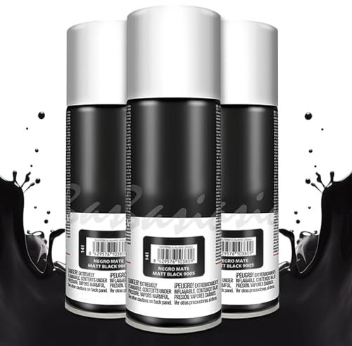 TIENDA EURASIA – Pintura Spray | Pack de 3 Unidades | Spray Pintura | Distintos Acabados |Capacidad 200 ml | 5x17.5 cm (Negro Mate)