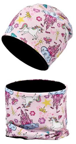 MAKFORT Ensemble Bonnet et Tour de Cou d'Hiver pour Enfant Chaud Coton Beanie Chapeau et Écharpe Kit Élastique pour Naissance Bébé Fille Garçon