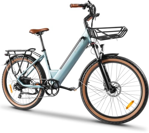 KAISDA Electric Bike 26 Zoll Elektrofahrrad E-Bike Pedelec Mit 250W Motor 36V 17.6Ah Abnehmbarem Li-ion Akku Bis Range 100km,7 Speed MTB Ebike for Adults,LCD Display,Mintgrün