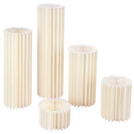 Pack of 5 Cardboard Flower Stands, Wedding Flowers Column Made of Cardboard, Foldable Wedding Vase Column White for Wedding, Engagement, Birthday, Table Decoration