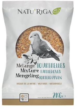 Riga - NATU'RIGA - Mélange Tourterelles - Mélange De Céréales Et Légumes - Nourriture Oiseaux Extérieur - Recette Énergétique - Toute Saison - 2KG