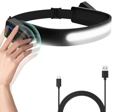 Victoper Lampada Frontale, LED Torcia Frontale, Regolazione verticale a 270°, Ensore di Movimento, IPX4, Torcia Frontale Ricaricabile per Campeggio, Pesca, Escursionismo e Arrampicate Notturne