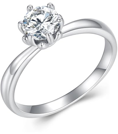 ZUOHUI 80ct Moissanit Solitärring 925 Sterling Silver med Certifikat - Stapelbar Vigselring for Dam for Förlovning, Jubileum | Storlek 6-10 US(10)