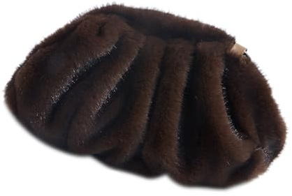 Uqezagpa Borsa a tracolla portatile in pelliccia sintetica con tracolla ergonomica funzionale per lunghe ore di trasporto durante gli incontri Borsa da pranzo pelosa, Caff