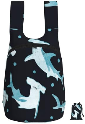 YWPCOIUYB Requin-marteau aquarelle,Sac à dos pliable et pliable, unisexe, idéal pour le sport, la gym et les loisirs.