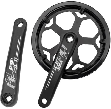 LHHL Vélo Pliant Carré Conique Pédalier 170mm Manivelle Ensemble 48T/52T Simple Plateau Pédalier Double Couvercle, 7/8/9/10 Vitesse(48T)