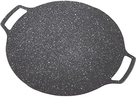 Bewinner Plaque de Barbecue Coréenne Antiadhésive, Poêle Circulaire de 30 Cm pour Poêle d'extérieur, Teppanyaki Robuste pour Table de Cuisson à Induction et Flamme Nue – Alliage d'aluminium, (Type