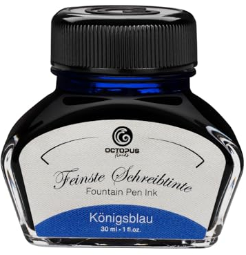 Füllhaltertinte im Tintenglas, Schreibtinte für Füllhalter, Füllertinte in Königsblau löschbar 30ml im Tintenfass, Kalligraphie Tinte
