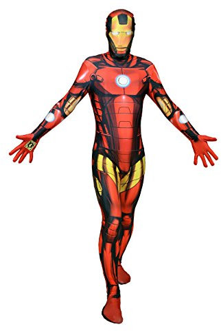 Morphsuits Iron Man Costume Adult Men Zentai Suit Skin Suit for Halloween Parties and Cosplay Events, Large