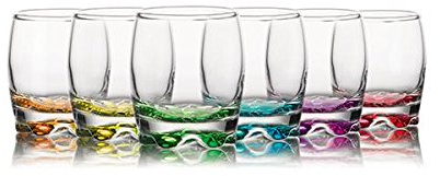 Lot de 6 verres colorés Gurallar Adora pour whisky/eau/jus de fruits, 290 ml, dans une boîte corail ADR15