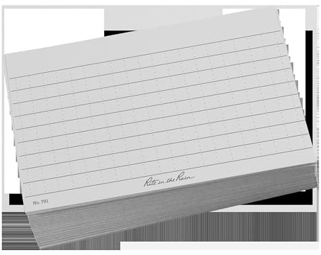 Rite In The Rain Weatherproof Index Cards, 3 x 5, Universal Pattern, Gray (No. 791)