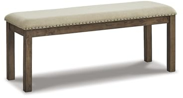 Signature Design by Ashley Moriville Wood Upholstered Dining Bench, Beige