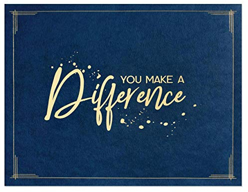 PaperDirect You Make A Difference Certificate Jackets, 9x12, Blue 80lb Stock, Gold Foil Recognition Folders for Teachers, Graduation, Awards, Staff & Volunteers Certificat Holders, 10‑Pack