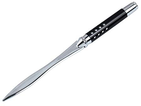 AUEAR, Abrecartas de metal sobre cortadora de papel cuchillo para mujeres hombres oficina en casa negro