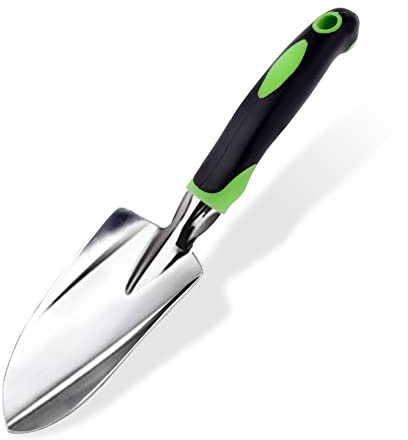 Pala jardineria Paleta de jardín y pala ancha de mano puntiaguda con mango ergonómico antideslizante de goma suave para plantar, trasplantar, deshierbe, mover y suavizar el suelo, regalo de jardinería