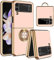 Knoowcase for Samsung Galaxy Z Flip 4 Phone Case, Samsung Z Flip 4 5G Case Rotatable Stand Ring Shockproof TPU Cover Protective Slim Phone Cover for Galaxy Z Flip 4, Pink