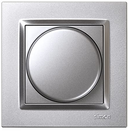SIMON - Regulador Luz LED, Interruptor para Regular la Intensidad de Luz, Táctil, Serie Simon 10, Fácil de Instalar, Incluye Marco, Tapa y Mecanismo, Apto para Interiores, Color Aluminio