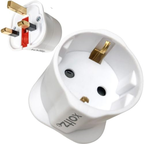 Xoltz European to UK Plug Adaptor Single Pack EU Euro Europe Schuko Travel Adapter to UK Socket Converter From Spain Italy Germany 13A Type C E F x 1