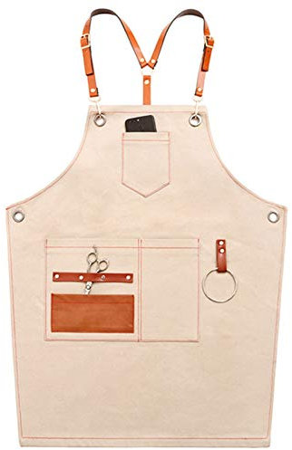 Werkzeugschürze, Arbeitsschürze mit Taschen, Arbeitsschürze, Segeltuchschürze, Werkstatt-Werkzeugschürze mit verstellbaren Trägern for Friseur, Küche, Gärtner, Café (Farbe: Grau, Größe: X-Groß) (Farbe